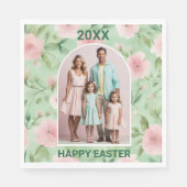 Pasen Custom Foto Pastel Roze & Groene Bloemen Servet (Voorkant)