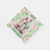Pasen Custom Foto Pastel Roze & Groene Bloemen Servet (Hoek)