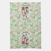 Pasen Custom Foto Pastel Roze & Groene Bloemen Theedoek (Verticaal)