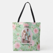 Pasen Custom Foto Pastel Roze & Groene Bloemen Tote Bag (Voorkant)