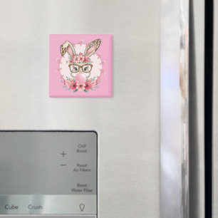 Pasen Cute Bloemige Konijn Luipaard Cadeau  Magneet
