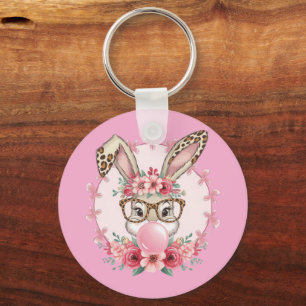Pasen Cute Bloemstuk Konijn Luipaard Cadeau Sleutelhanger