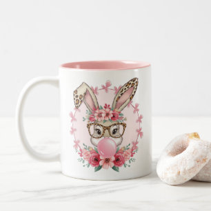 Pasen Cute Bloemstuk Konijn Luipaard Cadeau Tweekleurige Koffiemok