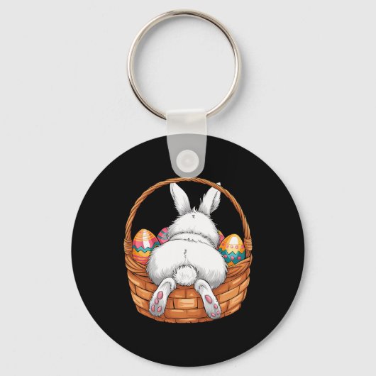 Pasen Cute Bunny Bysket Jacht Chocolade Ei Sleutelhanger (Voorkant)