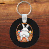 Pasen Cute Bunny Bysket Jacht Chocolade Ei Sleutelhanger (Voorkant)