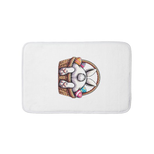 Pasen Cute Bunny Mand Basket Jagen op Chocolade Ei Badmat (Voorkant)