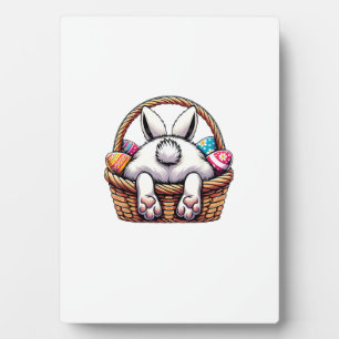 Pasen Cute Bunny Mand Basket Jagen op Chocolade Ei Fotoplaat