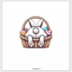 Pasen Cute Bunny Mand Basket Jagen op Chocolade Ei Sticker