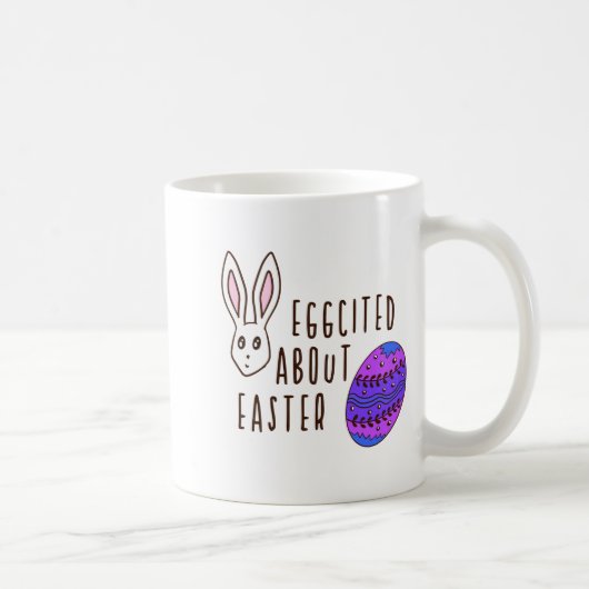 Pasen Cute Eggcited Over Pasen Pun Quote Grappig Koffiemok (Rechts)