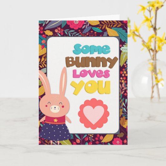 Pasen Cute Some Bunny Loves You Kaart (Gele Bloem)
