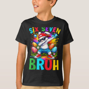 Pasen Dabbing Konijn Six Seven Bruh Meme T-shirt