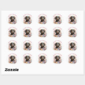 Pasen Dachshund Chocolade Eieren en Bloemen - Ronde Sticker (Vel)