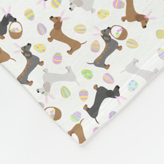 Pasen Dachshund Fleece Deken (Hoek)