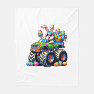 Pasen Dag Bunny Monster Truck Eieren Cool Konijn T Fleece Deken