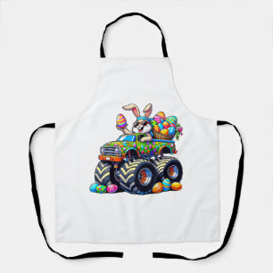 Pasen Dag Bunny Monster Truck Eieren Cool Konijn T Schort