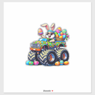 Pasen Dag Bunny Monster Truck Eieren Cool Konijn T Sticker
