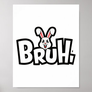 Pasen Dag Grappige Boze Konijn Poster
