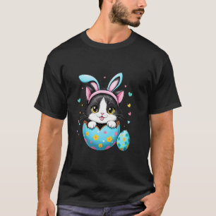 Pasen Dag Grappige Pasen Kat Konijnenoren T-shirts