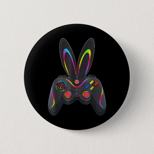 Pasen Dag Jongens Gamer Videospel Controller Konij Ronde Button 5,7 Cm (Voorkant)
