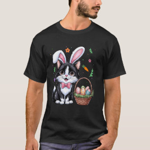 Pasen Dag Kat Konijn Oren Paaseieren Konijn Mannen T-shirt
