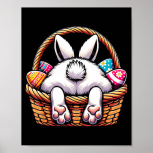 Pasen dag schattig konijn mand jacht chocolade ei poster