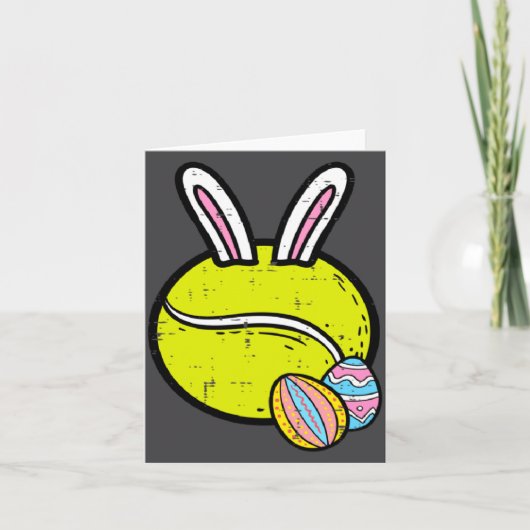 Pasen Dag Tennis Bal Konijn Kaart (Voorkant)