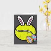 Pasen Dag Tennis Bal Konijn Kaart (Gele Bloem)