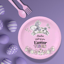 Pasen Dessert Papieren Borden – Retro Hippie Konij