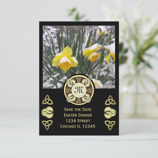 Pasen Dinner Trinity Knoop W Foto & Monogram Kaart (Staand voorkant)