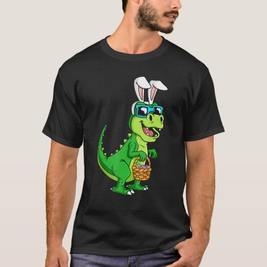 Pasen Dinosaurus Bunny Rex Rawr Ei Mand Happy EA T-shirt (Voorkant)