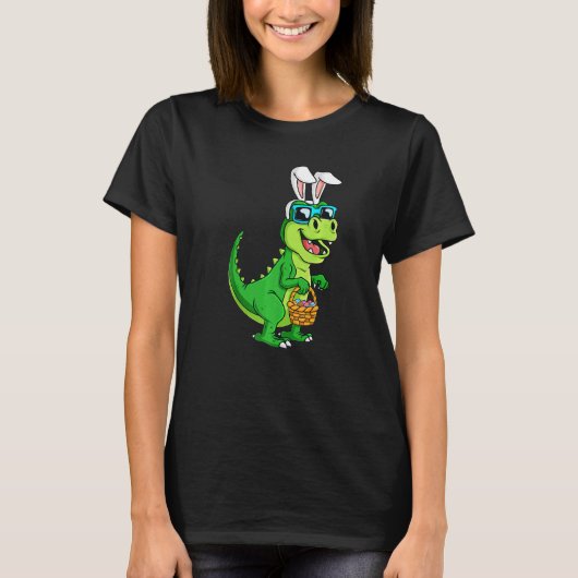 Pasen Dinosaurus Bunny Rex Rawr Ei Mand Happy EA T-shirt (Voorkant)