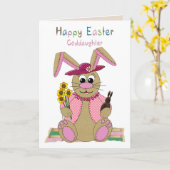 Pasen, Dochter, Knuffel Paashaas Kaart (Gele Bloem)