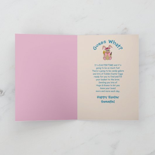 Pasen, Dochter, Knuffelkonijn Kaart (Binnen)