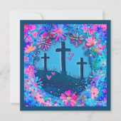 Pasen drie kruist  bloemencultuur notitiekaartje (Voorkant)