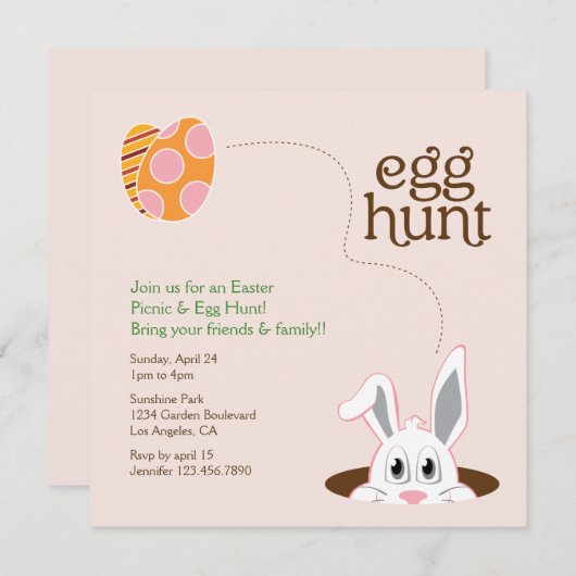 Pasen Easter Egg Hunt Picnic Kaart (Voorkant / Achterkant)