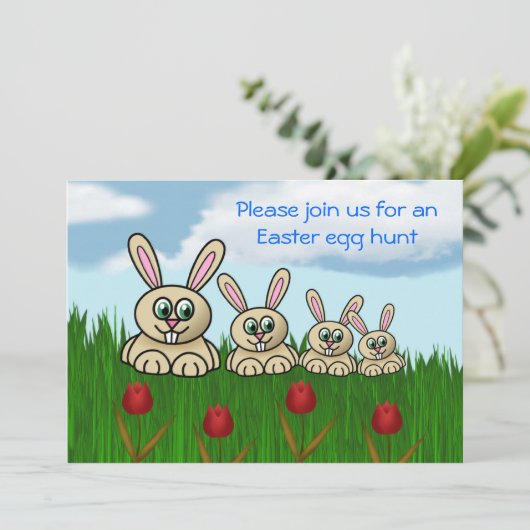 Pasen Easter Egg Hunt Uitnodiging Paasplezier Paas (Staand voorkant)