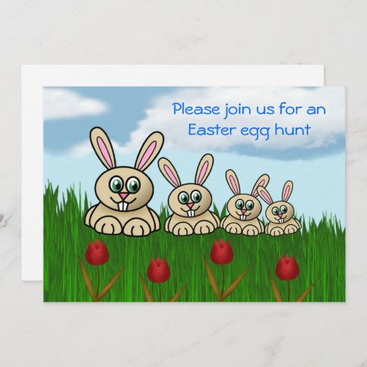 Pasen Easter Egg Hunt Uitnodiging Paasplezier Paas (Voorkant / Achterkant)