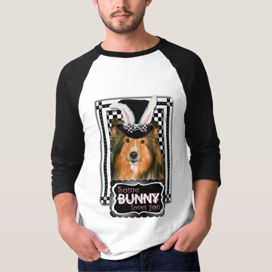 Pasen - een beetje Bunny houdt van je - Sheltie T-shirt (Voorkant)