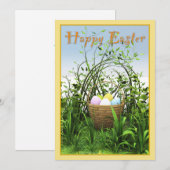 Pasen - Een mand met eieren in de wei Aankondiging (Voorkant / Achterkant)