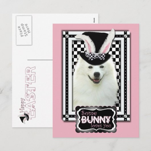 Pasen - Één of ander Konijntje houdt van u - Eskie Feestdagenkaart (Voorkant / Achterkant)