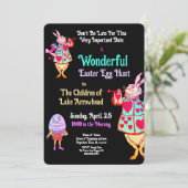 Pasen Egg Hunt Alice in Wonderland Uitnodiging (Staand voorkant)