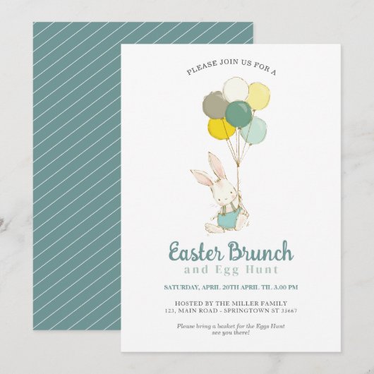Pasen Egg Hunt & Brunch met Bunny Feestdagenkaart (Voorkant / Achterkant)