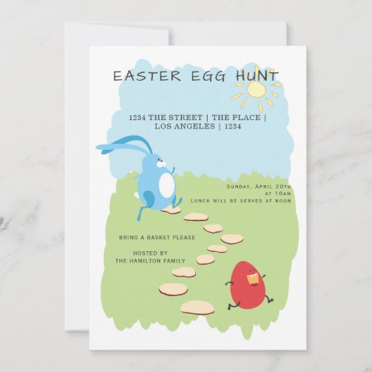 Pasen Egg Hunt Bunny en Eieren gepersonaliseerd Kaart (Voorkant)