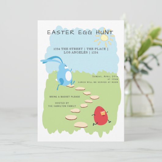 Pasen Egg Hunt Bunny en Eieren gepersonaliseerd Kaart (Staand voorkant)