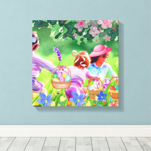 Pasen Egg Hunt Canvas Afdruk (Insitu (Houten vloer))