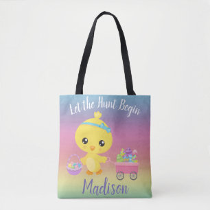 Pasen Egg Hunt Chick Kind Gepersonaliseerd Tote Bag
