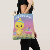 Pasen Egg Hunt Chick Kind Gepersonaliseerd Tote Bag (Dichtbij)