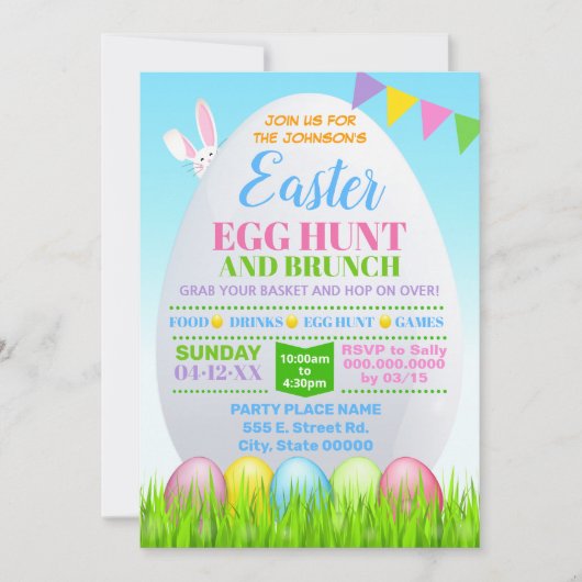 Pasen Egg Hunt Easter Brunch Kaart (Voorkant)