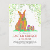 Pasen Egg Hunt en Brunch Cute Bunny Invitation Uitnodiging Briefkaart (Voorkant)