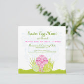 Pasen Egg Hunt en Brunch Invite Kaart (Staand voorkant)